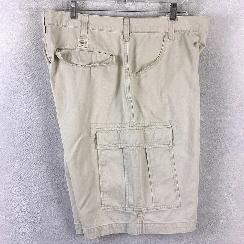 VTG Polo Jeans Co Ralph Lauren Cargo Shorts Men 36 (38) Khaki Skate Baggy Y2K